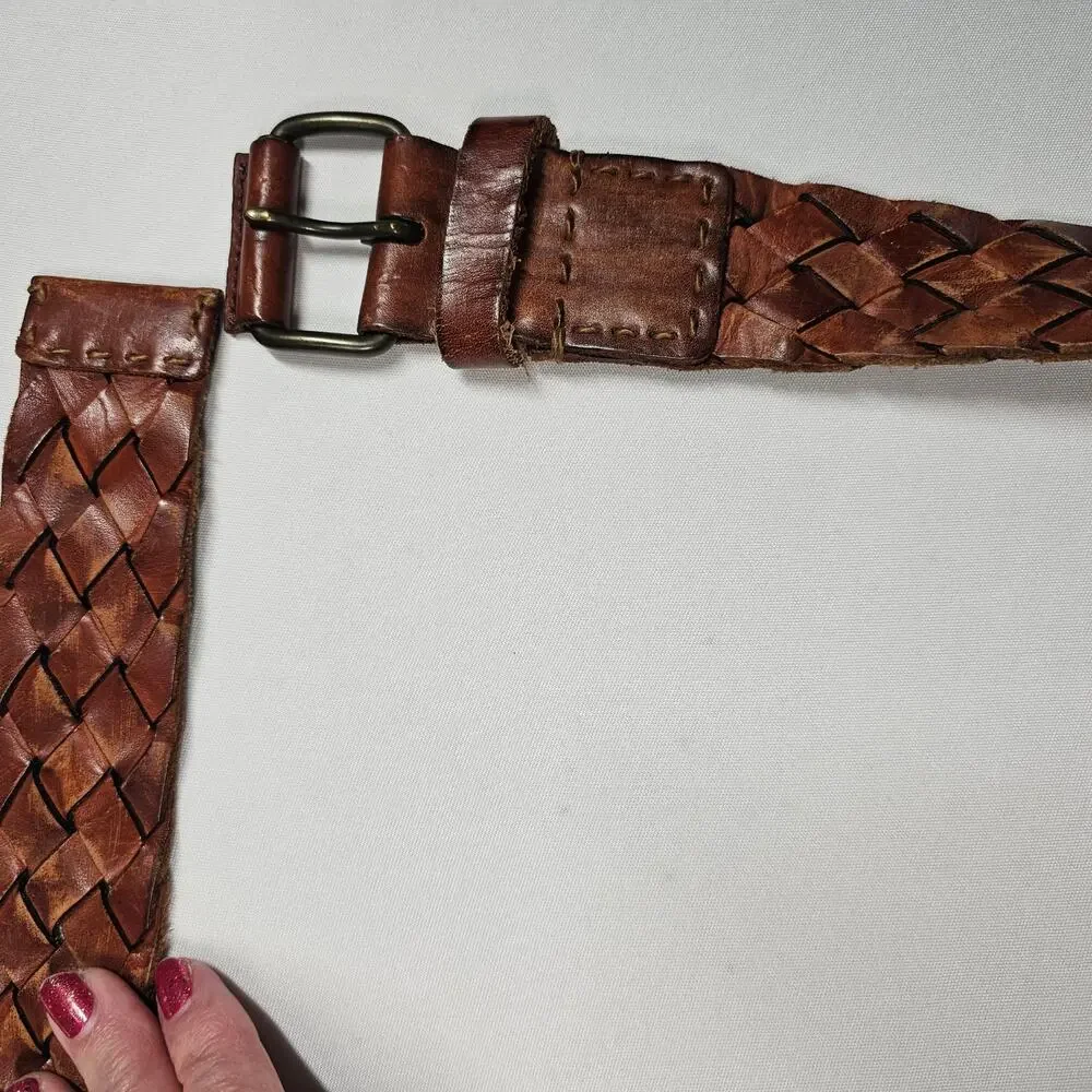 American Eagle Vintage Bohemian Braided Leather Belt Men's Size L, 45